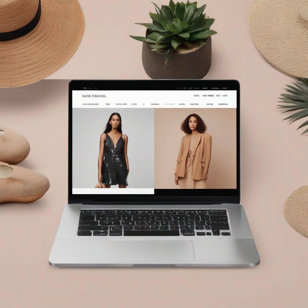 A sleek and modern ecommerce fashion website on a laptop