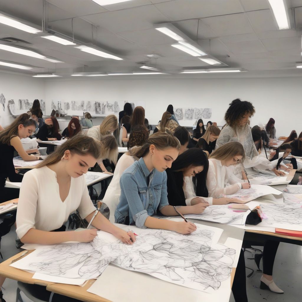 Fashion Design Students Sketching