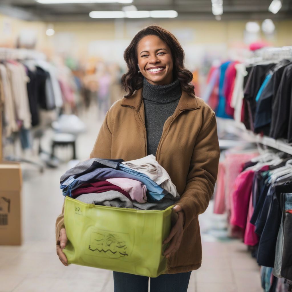 Woman Donating Clothes